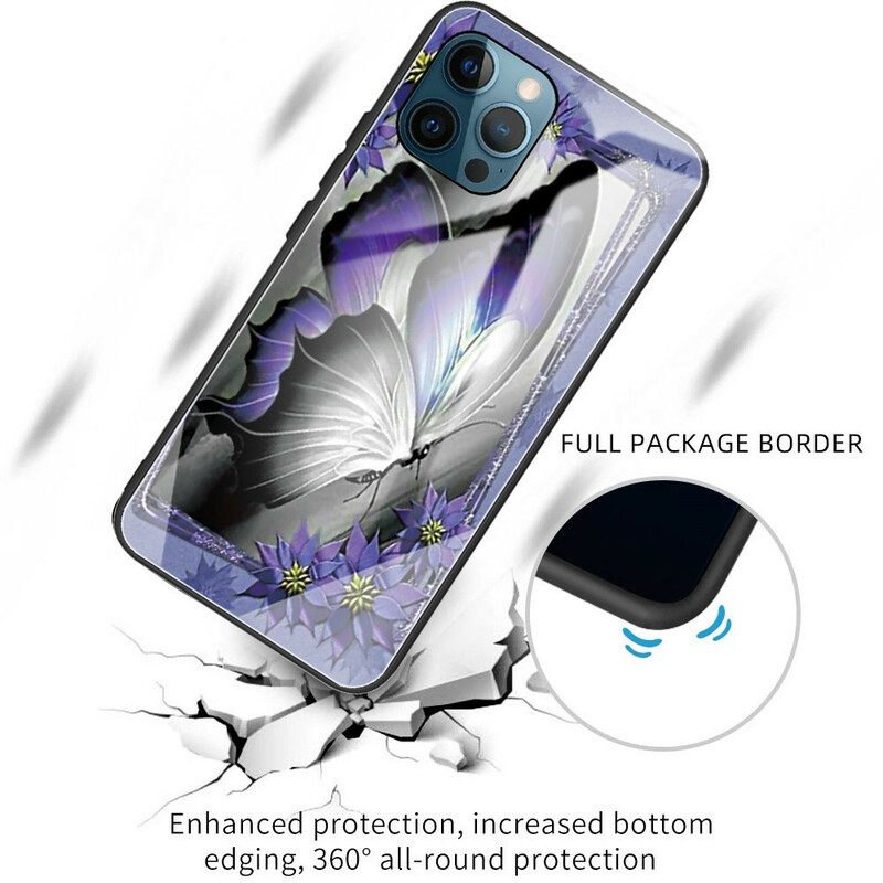 Kuori iPhone 13 Pro Purple Butterfly Karkaistu Lasi