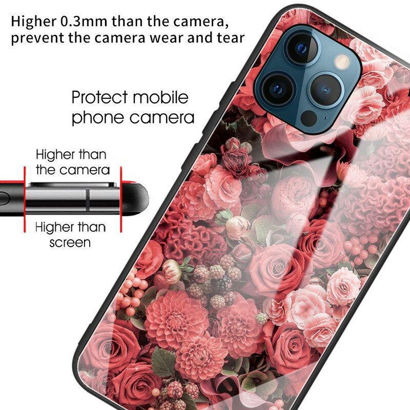 Kuori iPhone 13 Pro Tempered Glass Rose Flowers