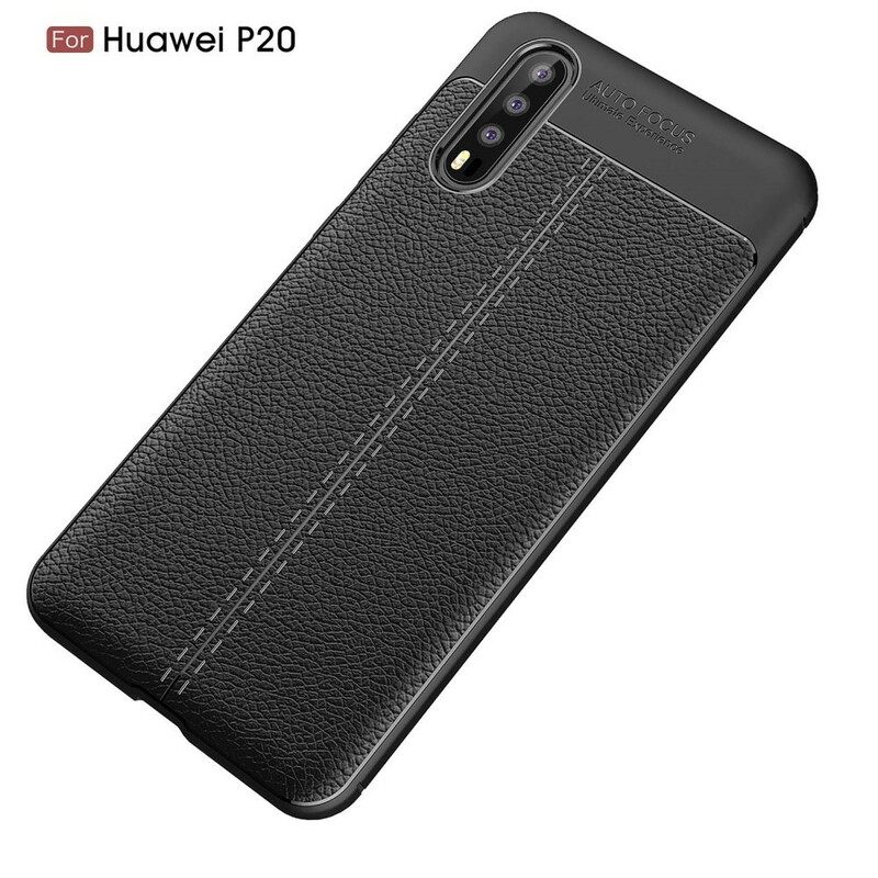 Kuori Huawei P20 Nahkaefekti Litsi Kaksinkertainen Linja