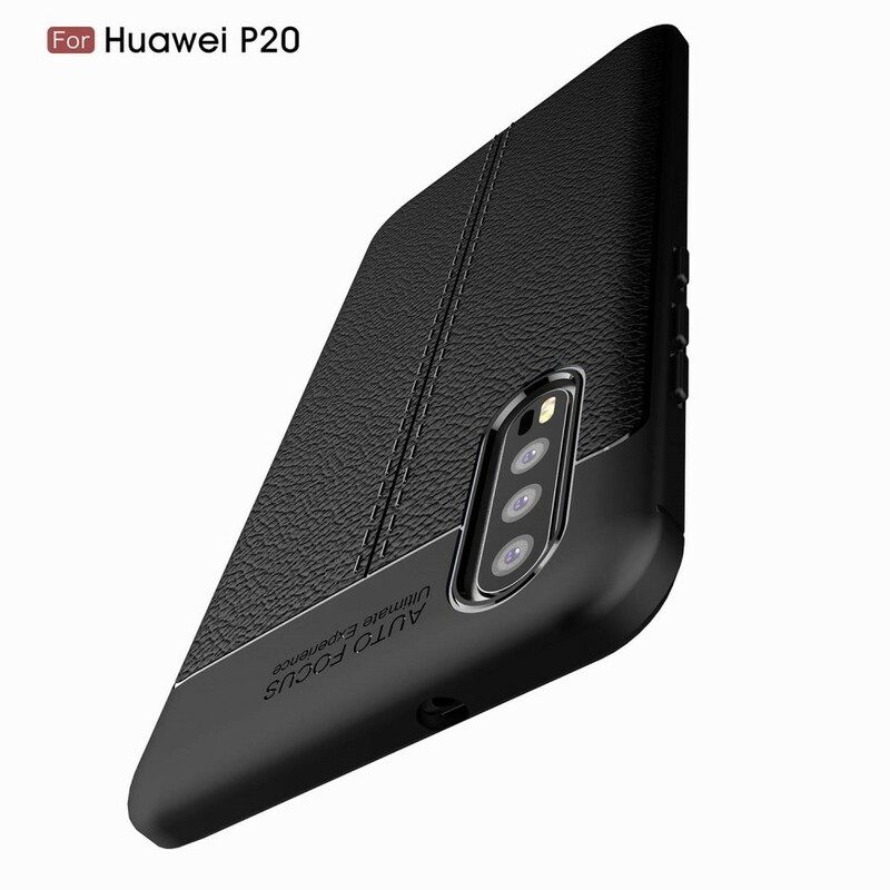 Kuori Huawei P20 Nahkaefekti Litsi Kaksinkertainen Linja