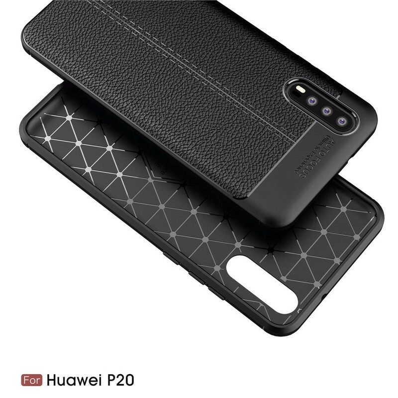 Kuori Huawei P20 Nahkaefekti Litsi Kaksinkertainen Linja