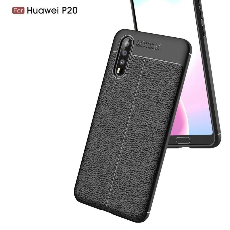 Kuori Huawei P20 Nahkaefekti Litsi Kaksinkertainen Linja