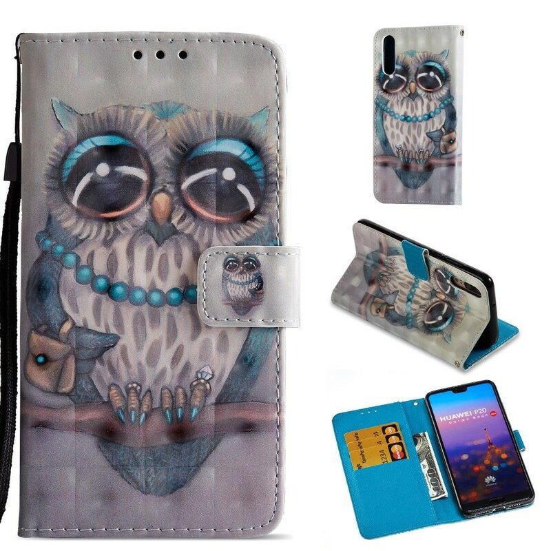 Nahkakotelo Huawei P20 Miss Owl 3d