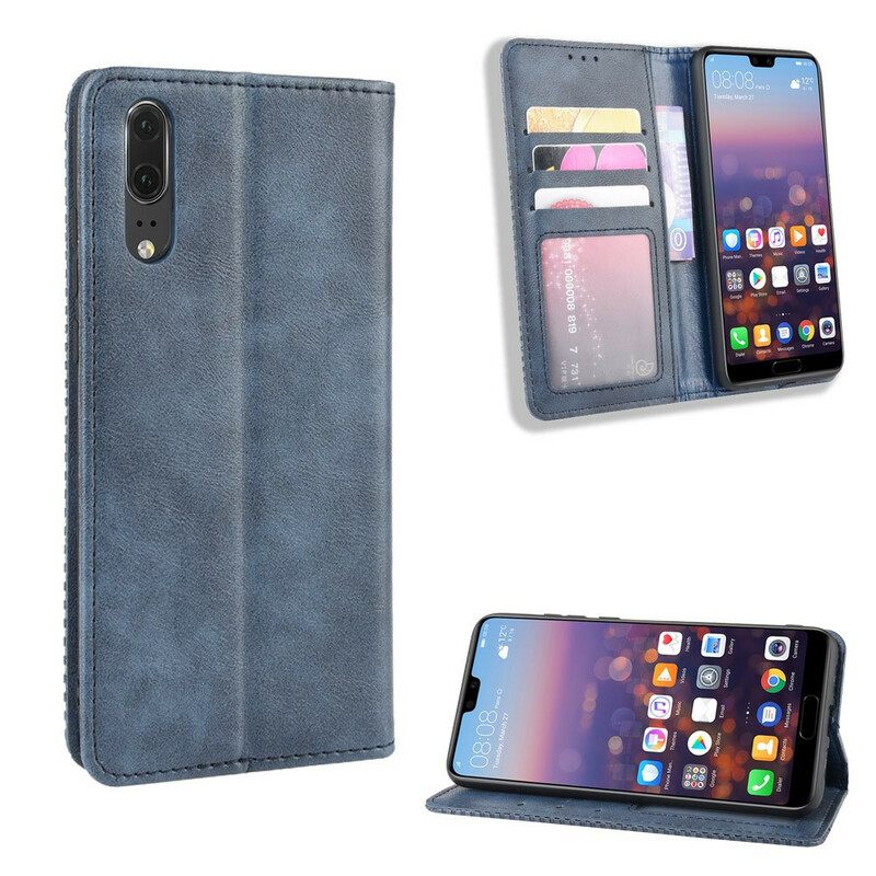 Puhelinkuoret Huawei P20 Kotelot Flip Tyylitelty Vintage-nahkaefekti