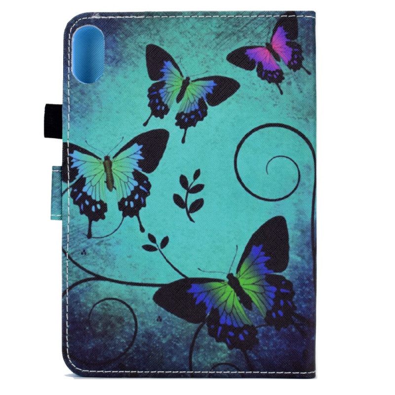 Kotelot iPad Mini 6 (2021) Butterflies Vihreällä Näytöllä