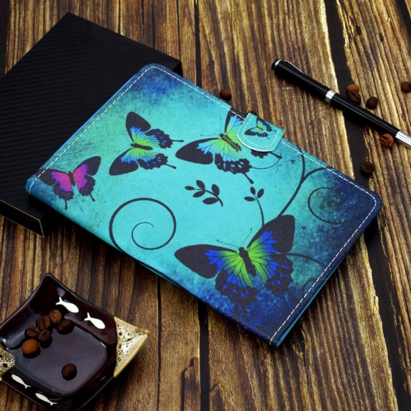 Kotelot iPad Mini 6 (2021) Butterflies Vihreällä Näytöllä