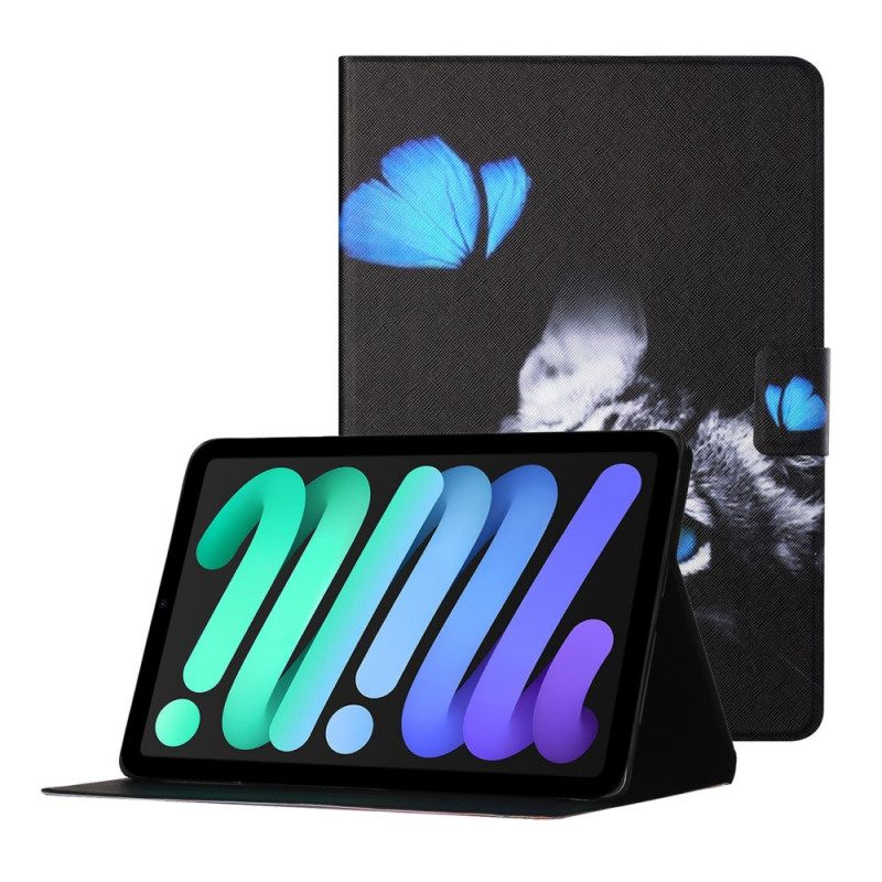 Kotelot iPad Mini 6 (2021) Cat Ja Blue Butterfly