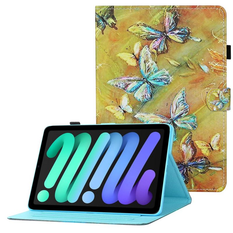 Nahkakotelo iPad Mini 6 (2021) Painted Butterflies