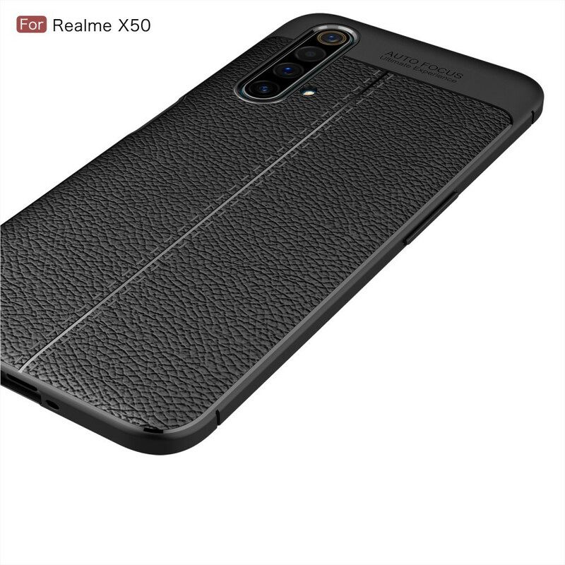 Case Realme X50 Double Line Litchi Leather Effect