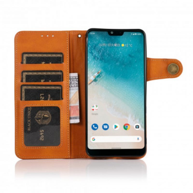 Kotelot Moto G60S Faux Leather Button Khazneh