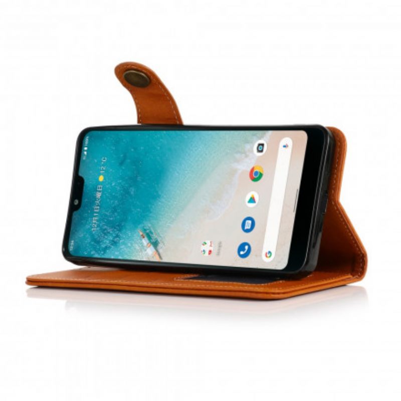 Kotelot Moto G60S Faux Leather Button Khazneh