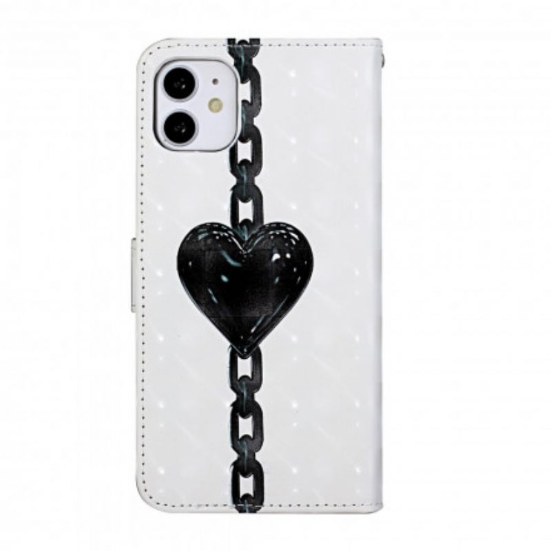 Flip Case iPhone 11 Suojaketju Kuori Ketjullinen Sydänsäädettävä Hihna