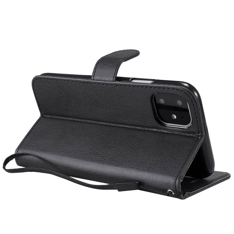 Flip Case iPhone 11 Suojaketju Kuori Nahkainen Efektihihna