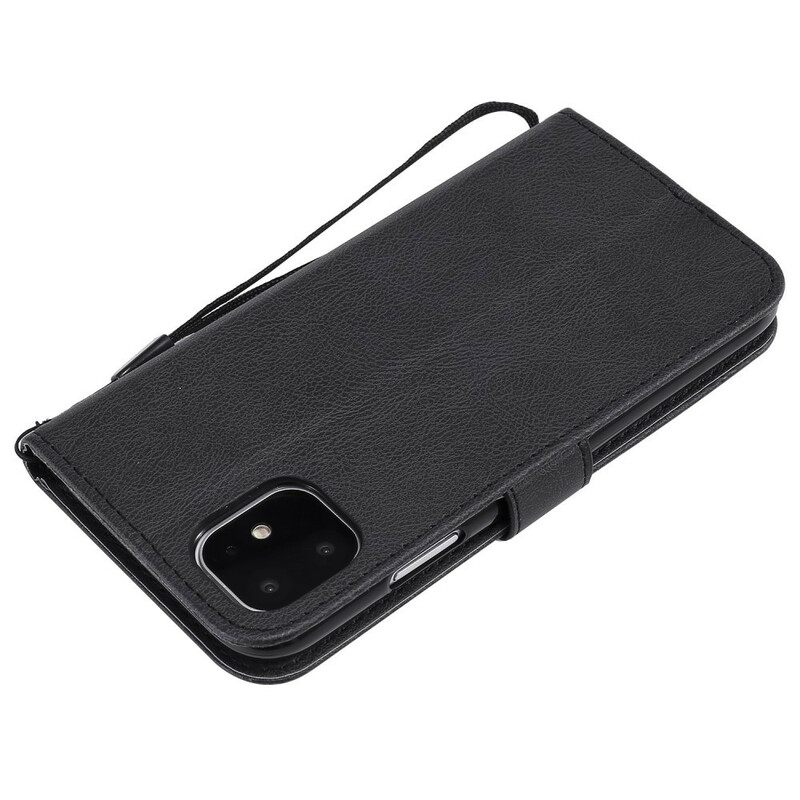 Flip Case iPhone 11 Suojaketju Kuori Nahkainen Efektihihna