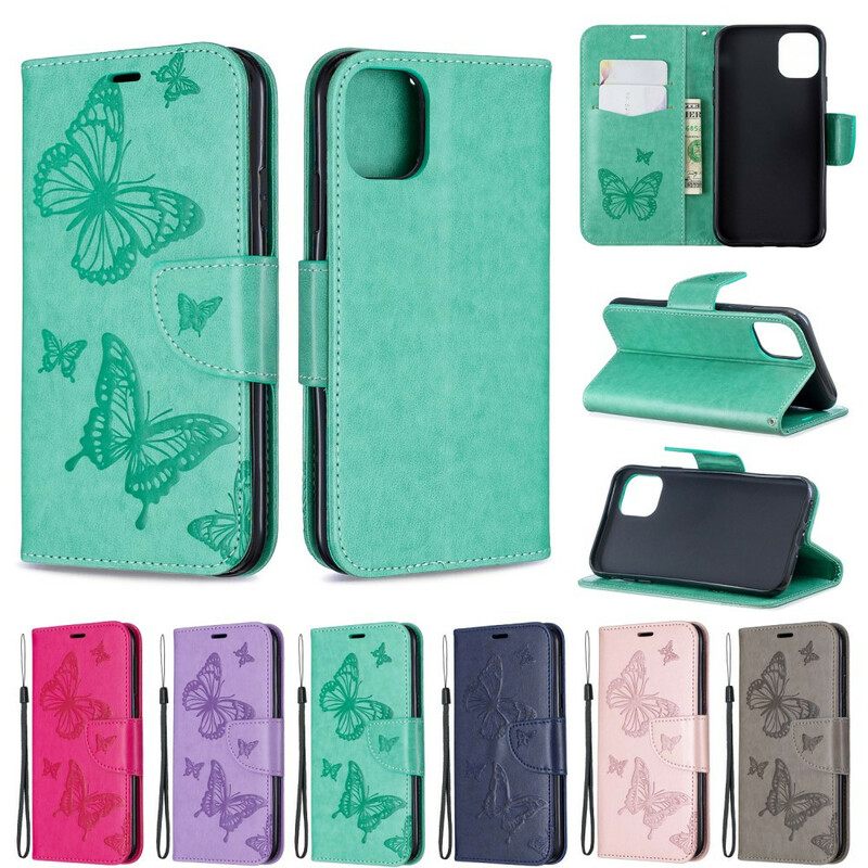 Kotelot iPhone 11 Suojaketju Kuori Butterflies Painettu Hihna