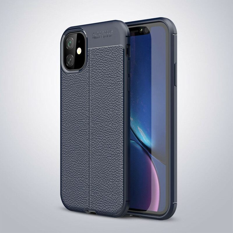 Kuori iPhone 11 Double Line Litchi Leather Effect