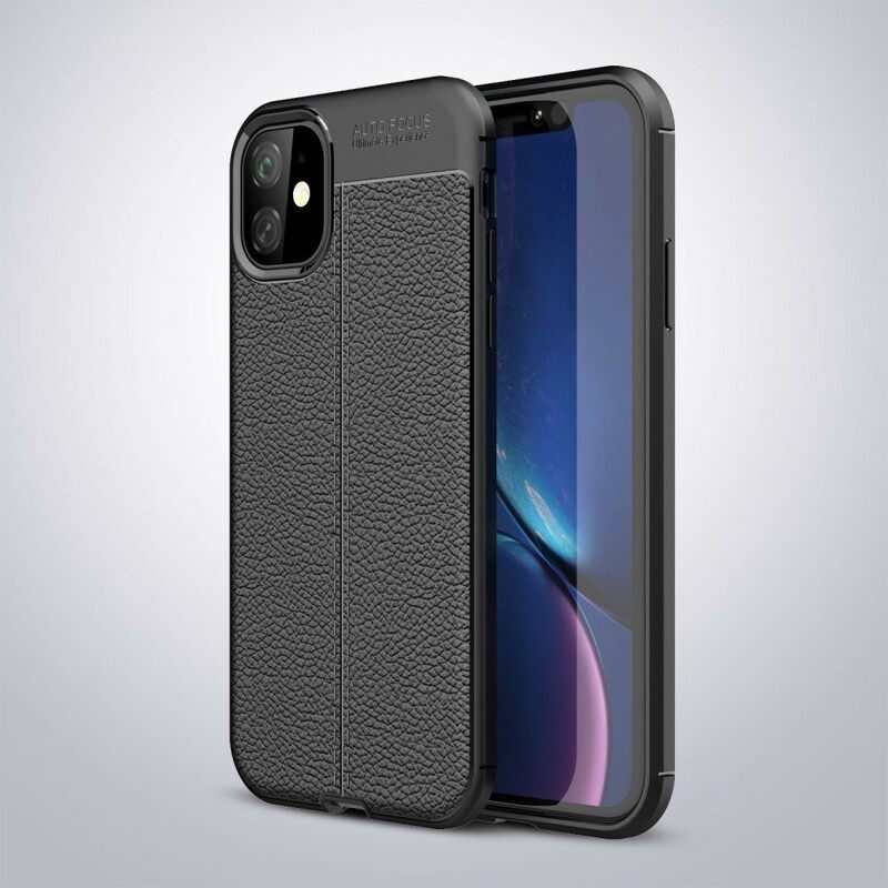 Kuori iPhone 11 Double Line Litchi Leather Effect