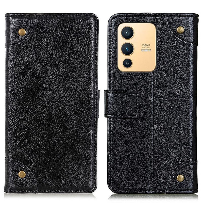 Flip Case Vivo V23 5G Vintage Nappa Keinonahkaa