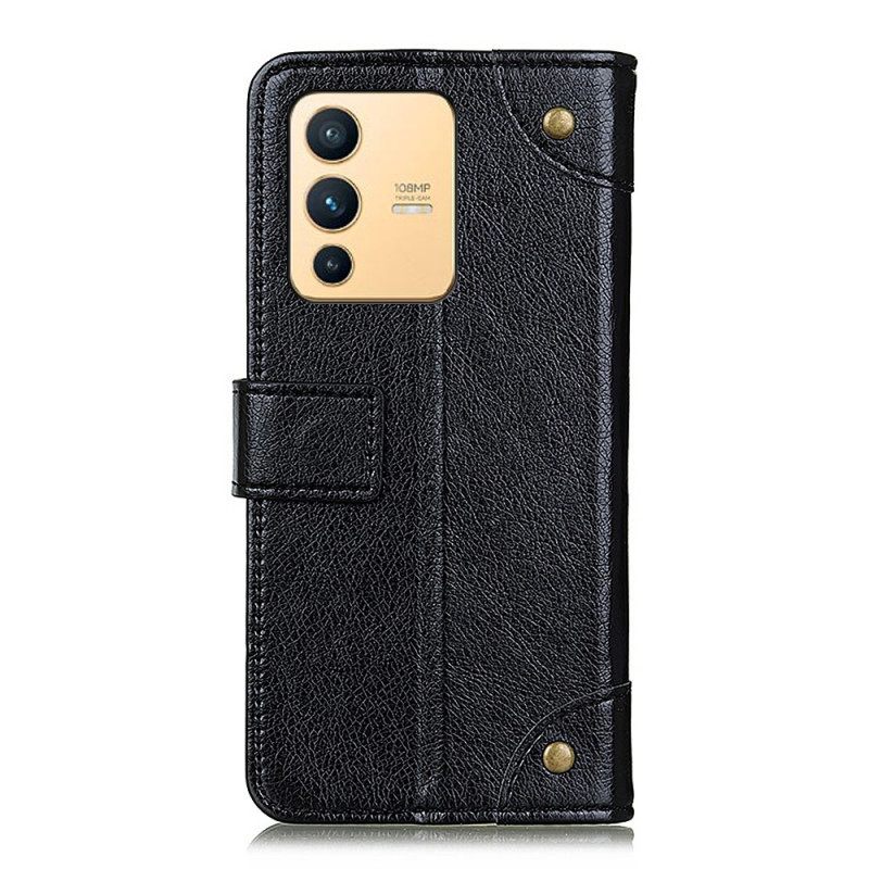 Flip Case Vivo V23 5G Vintage Nappa Keinonahkaa