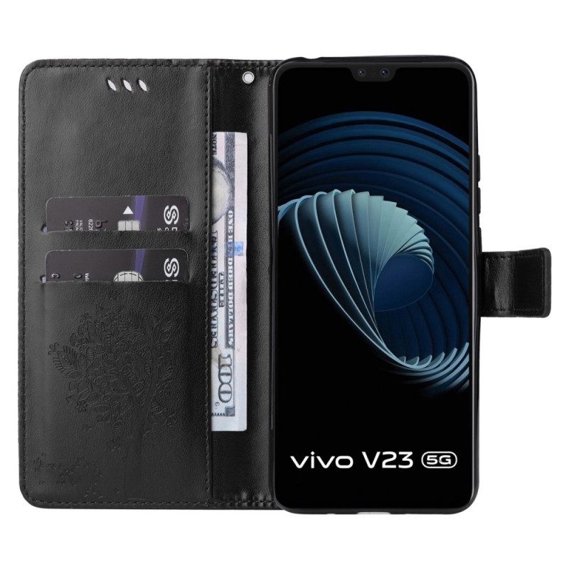 Kotelot Vivo V23 5G Suojaketju Kuori Kissa Tangapuun Alla