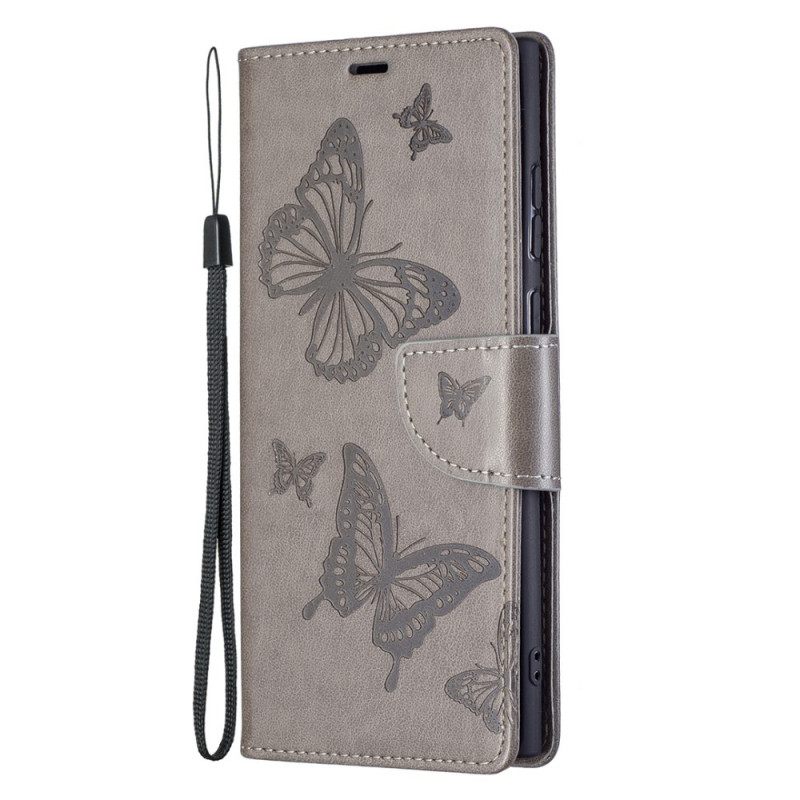 Flip Case Samsung Galaxy S22 Ultra 5G Butterflies In Flight With Lanyard