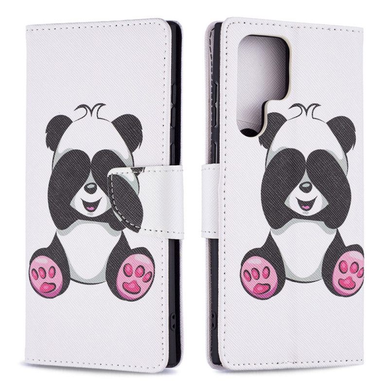 Flip Case Samsung Galaxy S22 Ultra 5G Panda Hauskaa