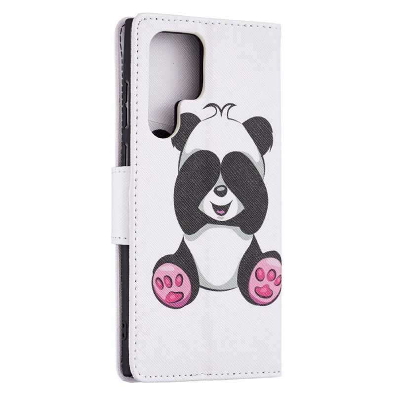 Flip Case Samsung Galaxy S22 Ultra 5G Panda Hauskaa