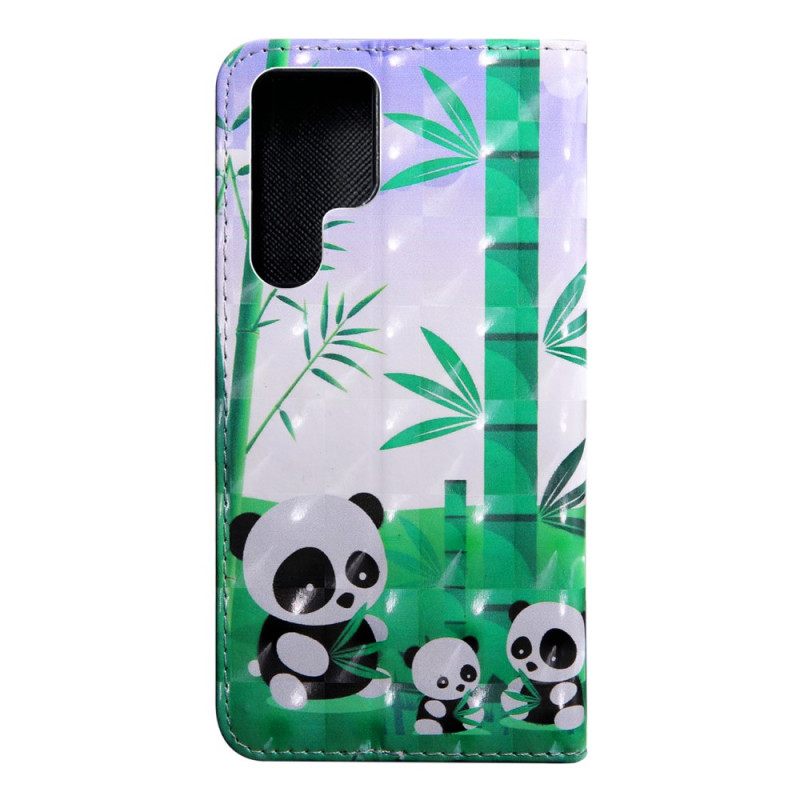 Flip Case Samsung Galaxy S22 Ultra 5G Panda Perhe