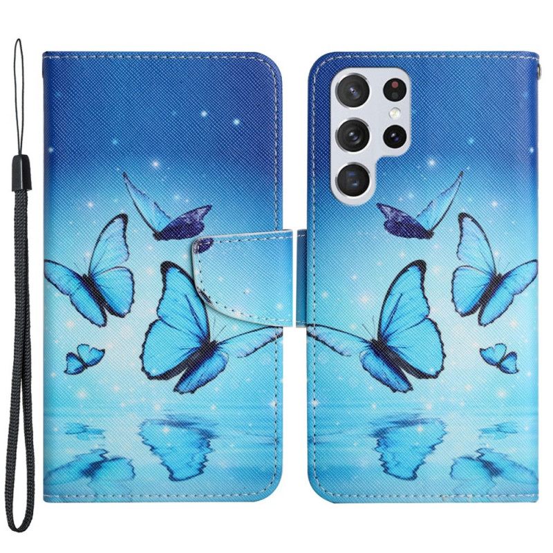 Kotelot Samsung Galaxy S22 Ultra 5G Blue Butterflies