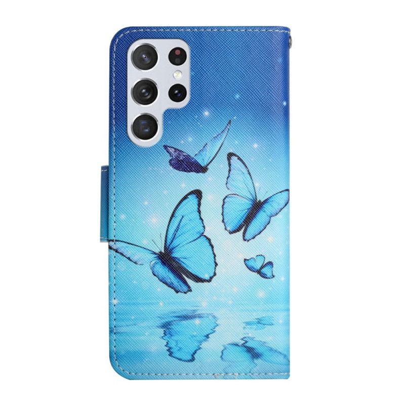 Kotelot Samsung Galaxy S22 Ultra 5G Blue Butterflies