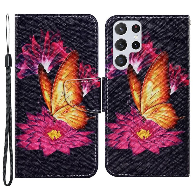 Kotelot Samsung Galaxy S22 Ultra 5G Butterfly Ja Lotus