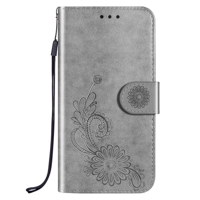 Kotelot Samsung Galaxy S22 Ultra 5G Flowers Design Kaulanauhalla