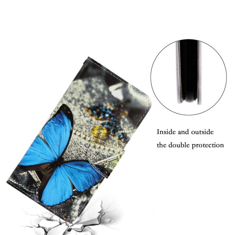 Kotelot Samsung Galaxy S22 Ultra 5G Suojaketju Kuori Butterfly Strap Muunnelmia