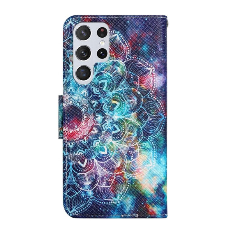 Kotelot Samsung Galaxy S22 Ultra 5G Suojaketju Kuori Flashy Half Mandala Strappy