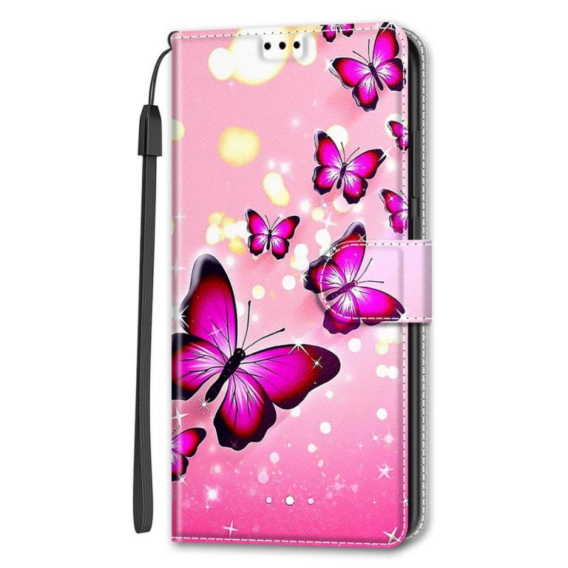 Kotelot Samsung Galaxy S22 Ultra 5G Suojaketju Kuori Strap Butterflies Fani