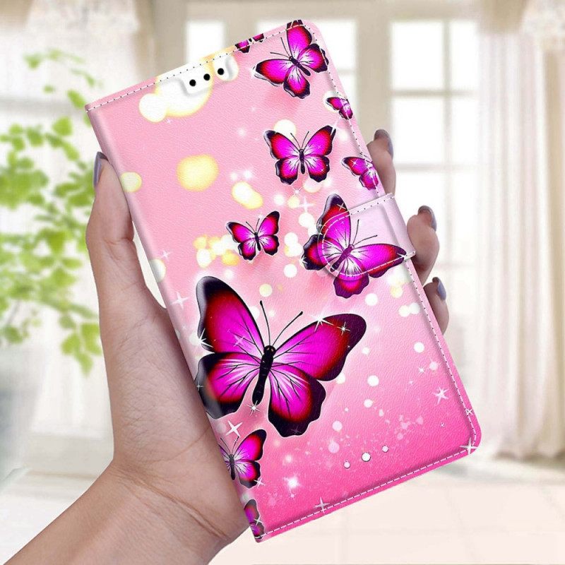 Kotelot Samsung Galaxy S22 Ultra 5G Suojaketju Kuori Strap Butterflies Fani