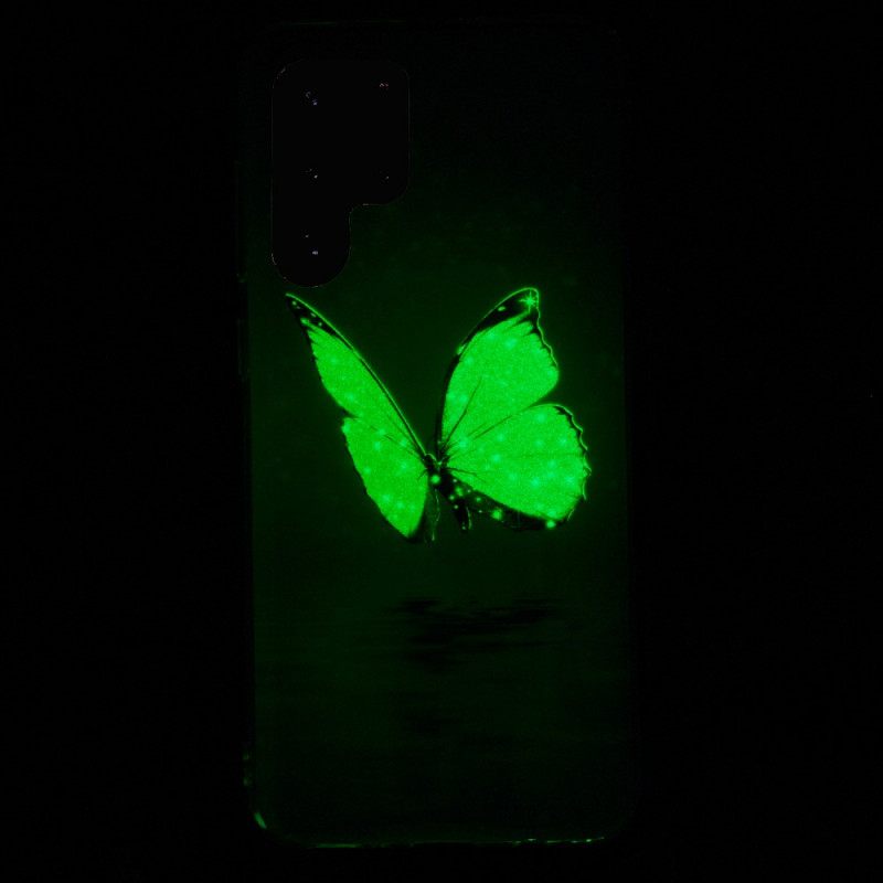 Kuori Samsung Galaxy S22 Ultra 5G Fluorescent Blue Butterflies