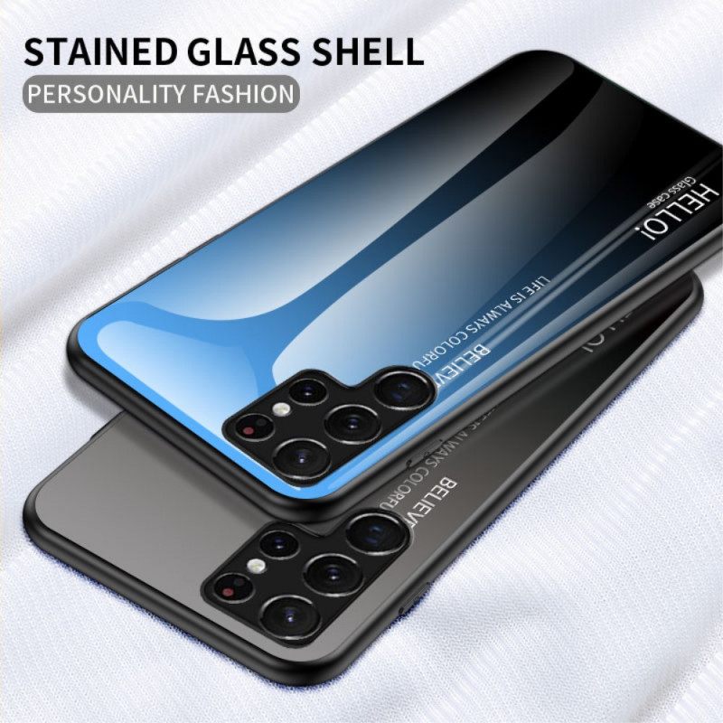 Kuori Samsung Galaxy S22 Ultra 5G Tempered Glass Hei