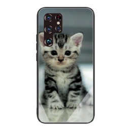 Kuori Samsung Galaxy S22 Ultra 5G Tempered Glass Kitten