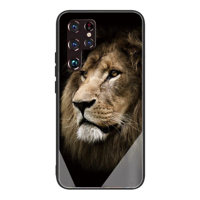 Kuori Samsung Galaxy S22 Ultra 5G Tempered Glass Lion Head