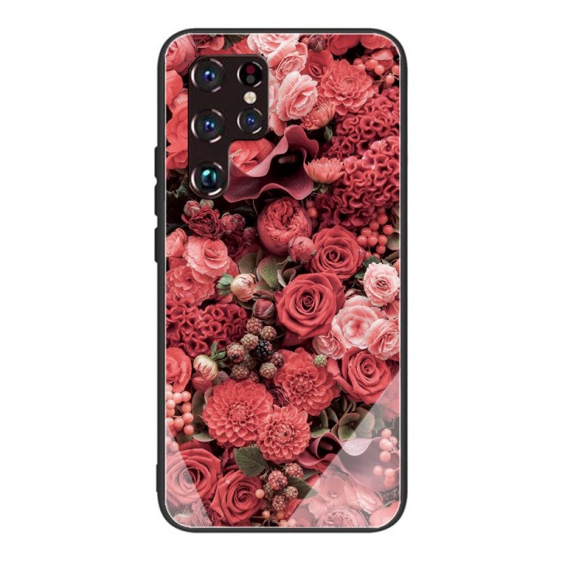 Kuori Samsung Galaxy S22 Ultra 5G Tempered Glass Rose Flowers