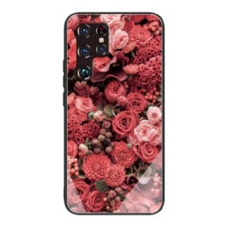 Kuori Samsung Galaxy S22 Ultra 5G Tempered Glass Rose Flowers