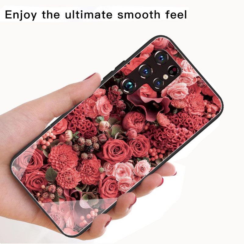 Kuori Samsung Galaxy S22 Ultra 5G Tempered Glass Rose Flowers