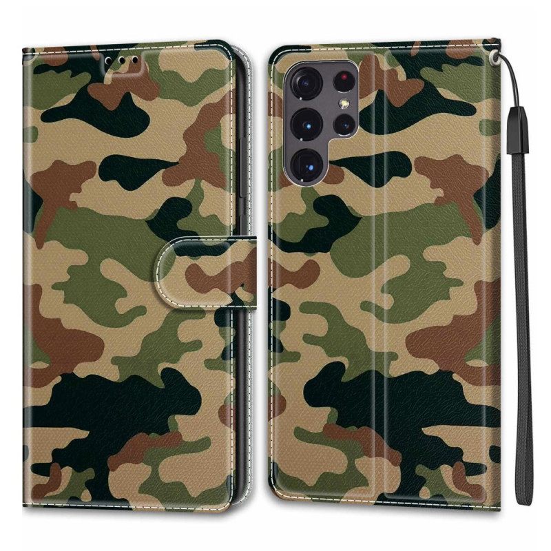 Nahkakotelo Samsung Galaxy S22 Ultra 5G Military Camouflage