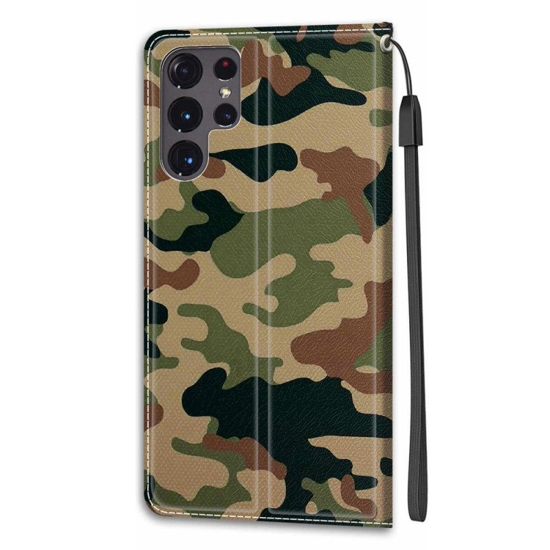 Nahkakotelo Samsung Galaxy S22 Ultra 5G Military Camouflage