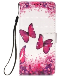 Nahkakotelo Samsung Galaxy S22 Ultra 5G Red Butterflies