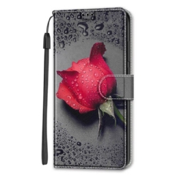 Nahkakotelo Samsung Galaxy S22 Ultra 5G Roses Kaulanauhalla