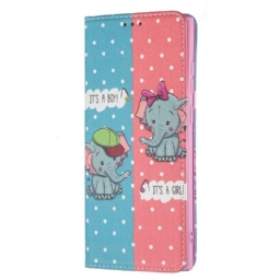 Puhelinkuoret Samsung Galaxy S22 Ultra 5G Kotelot Flip Baby Elephants