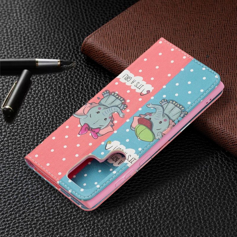 Puhelinkuoret Samsung Galaxy S22 Ultra 5G Kotelot Flip Baby Elephants