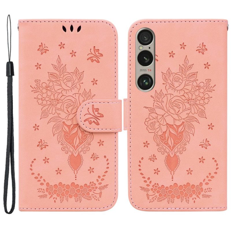 Kotelot Sony Xperia 1 Vi Strap Roses Suojakuori